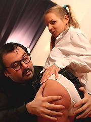 Pigtailed blonde schoolgirl..